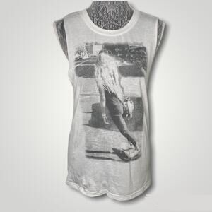 DELIA*S Woman's 2000's Y2K Skater Girl White Crew Neck Muscle Tee Tunic Tank S